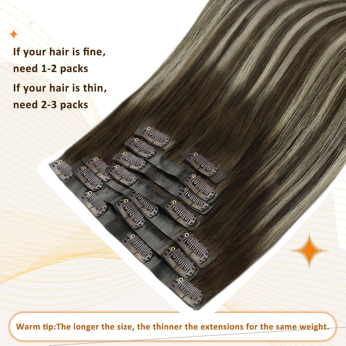 Full Shine Clip In Hair Extensions 12 Inch back view