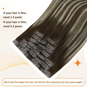 Full Shine Clip In Hair Extensions 12 Inch back view