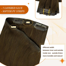 Full Shine Clip in Hair Extensions 12 Inch Medium Brown side view