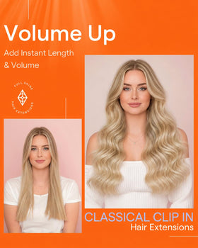 Full Shine Clip in Hair Extensions 12 Inch with secure clips