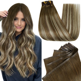 Full Shine Clip in Hair Extensions 16 Inch front view