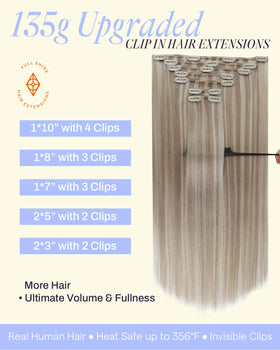 Full Shine Clip in Hair Extensions 16 Inch showing colour options