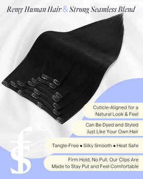Full Shine Clip in Hair Extensions 18 Inch displayed in packaging