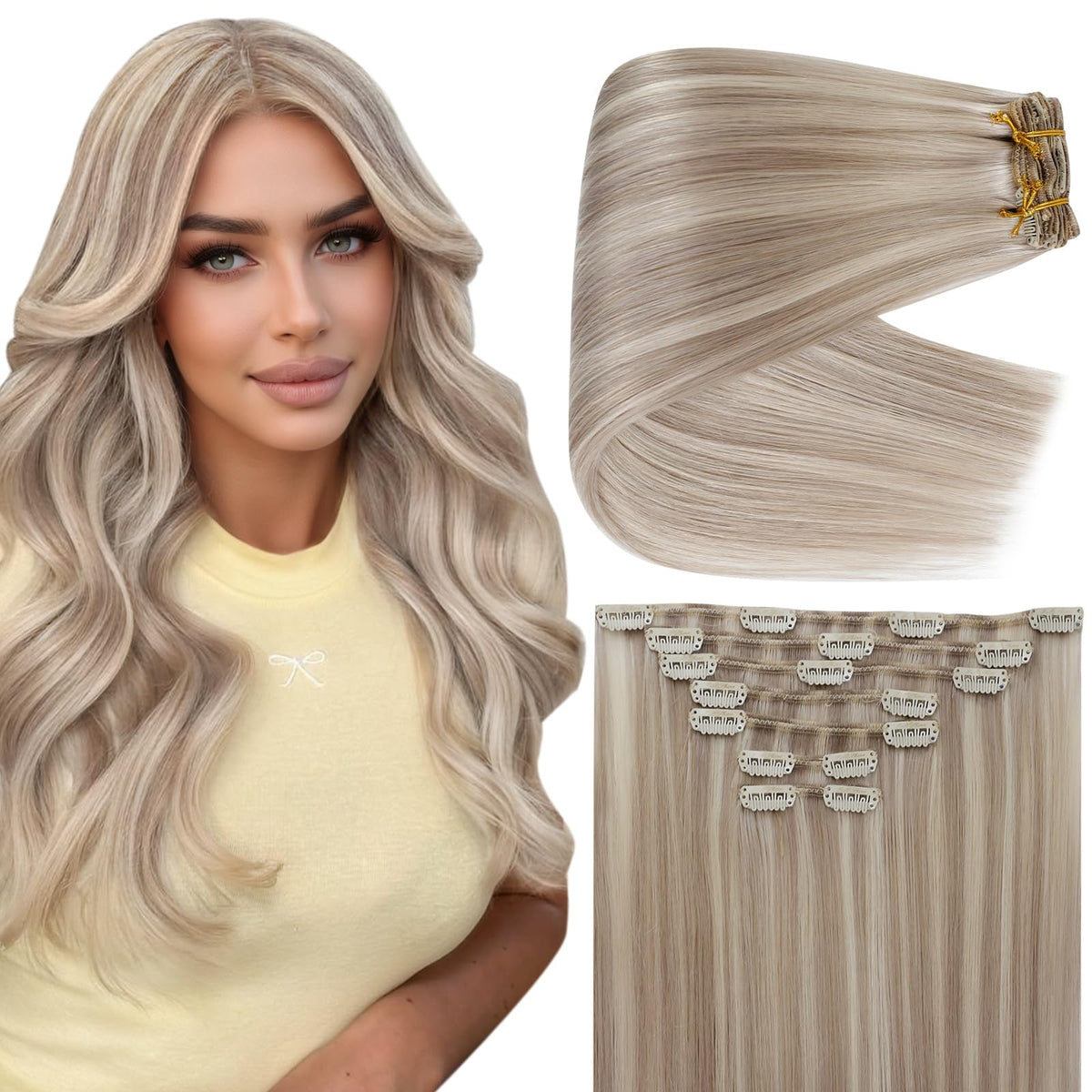Full Shine Clip in Hair Extensions 18 Inch front view
