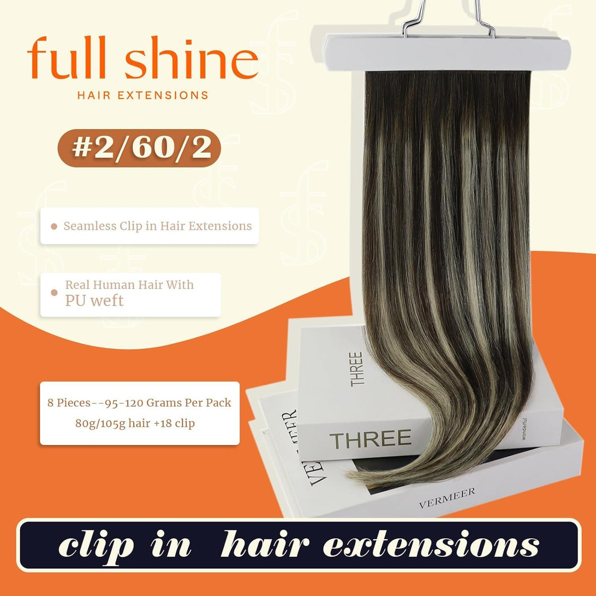 Full Shine Clip-In Hair Extensions 18 Inch packaging