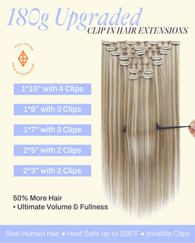 Full Shine Clip-In Hair Extensions 20 Inch 180g showing multiple colour options