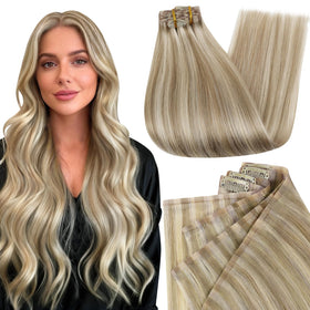 Full Shine Clip-in Hair Extensions 20 Inch blonde front view