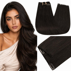 Full Shine Clip-In Hair Extensions 20 Inch Brown front view
