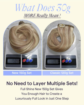 Full Shine Clip in Hair Extensions 20 Inch close-up of clips