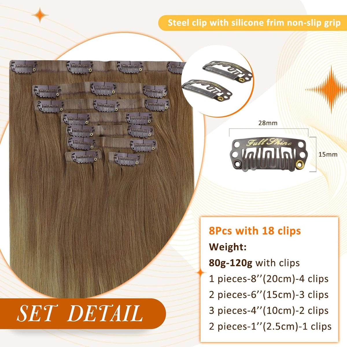 Full Shine Clip-in Hair Extensions 22 Inch Balayage #10/14 packaging