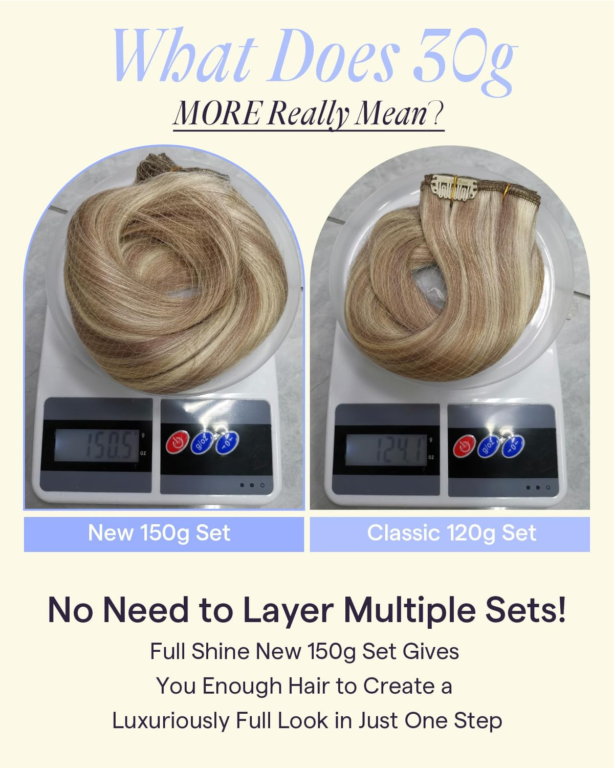 Full Shine Clip in Hair Extensions 22 Inch close-up of clips
