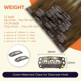 Full Shine Clip in Hair Extensions 22 Inch displayed with styling options