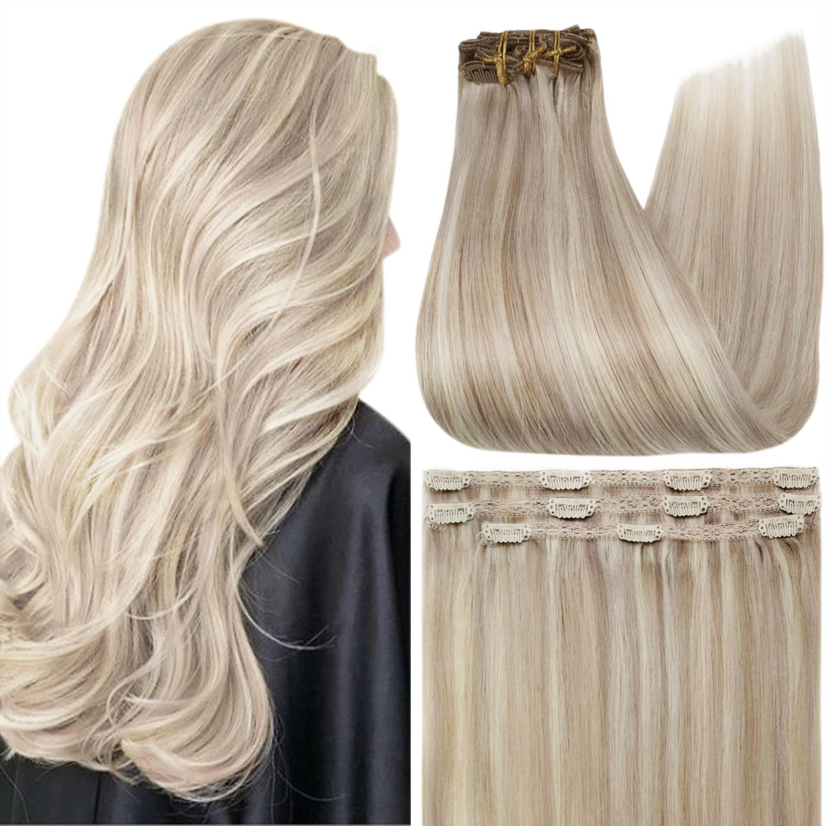 Full Shine Clip-In Hair Extensions 60g set front view