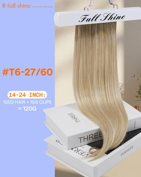 Full Shine Clip in Hair Extensions 7-piece set display