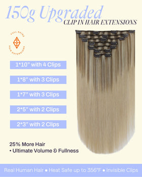 Full Shine Clip-in Hair Extensions 7 pieces displayed