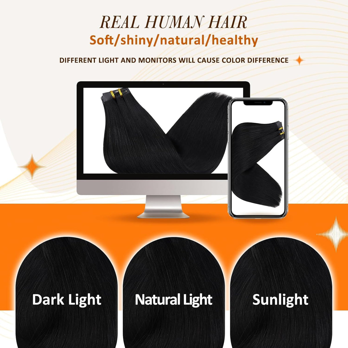 Full Shine Clip-In Hair Extensions 8-piece set laid out