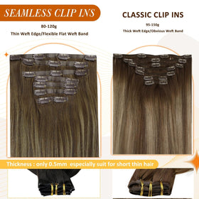 Full Shine Clip-In Hair Extensions Balayage Brown in natural light