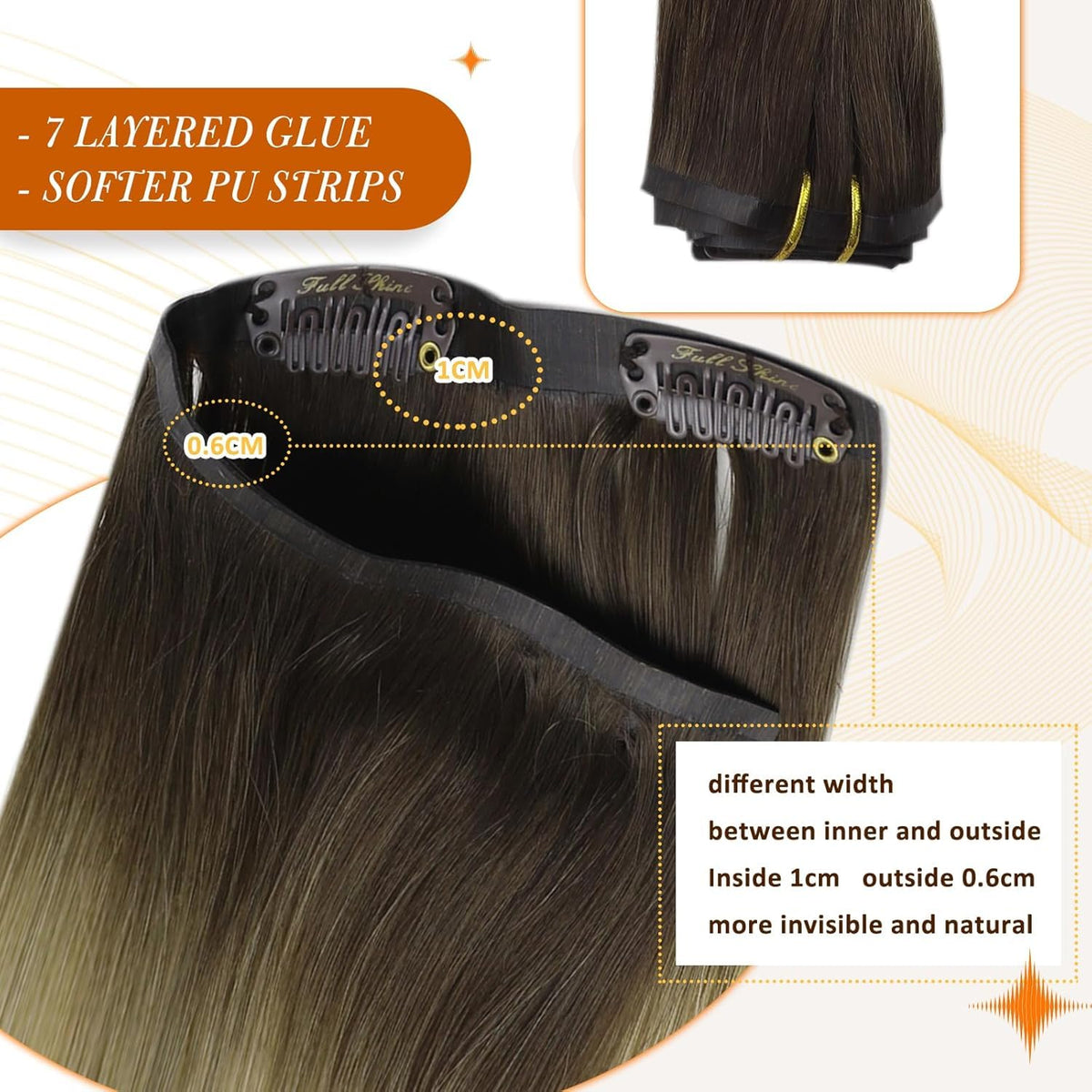 Full Shine clip-in hair extensions blonde highlights