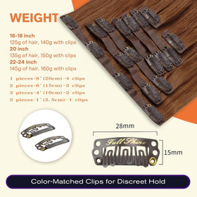Full Shine Clip in Hair Extensions Copper Brown close-up of texture