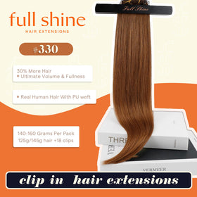 Full Shine Clip in Hair Extensions Copper Brown packaging