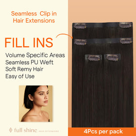 Full Shine Clip-in Hair Extensions Dark Brown packaging