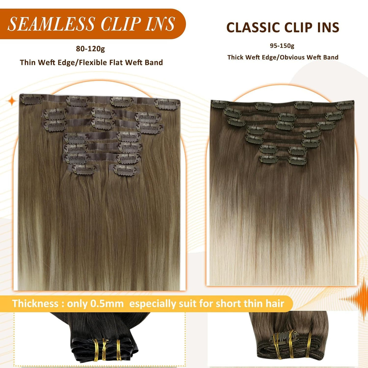 Full Shine Clip In Hair Extensions displayed in packaging
