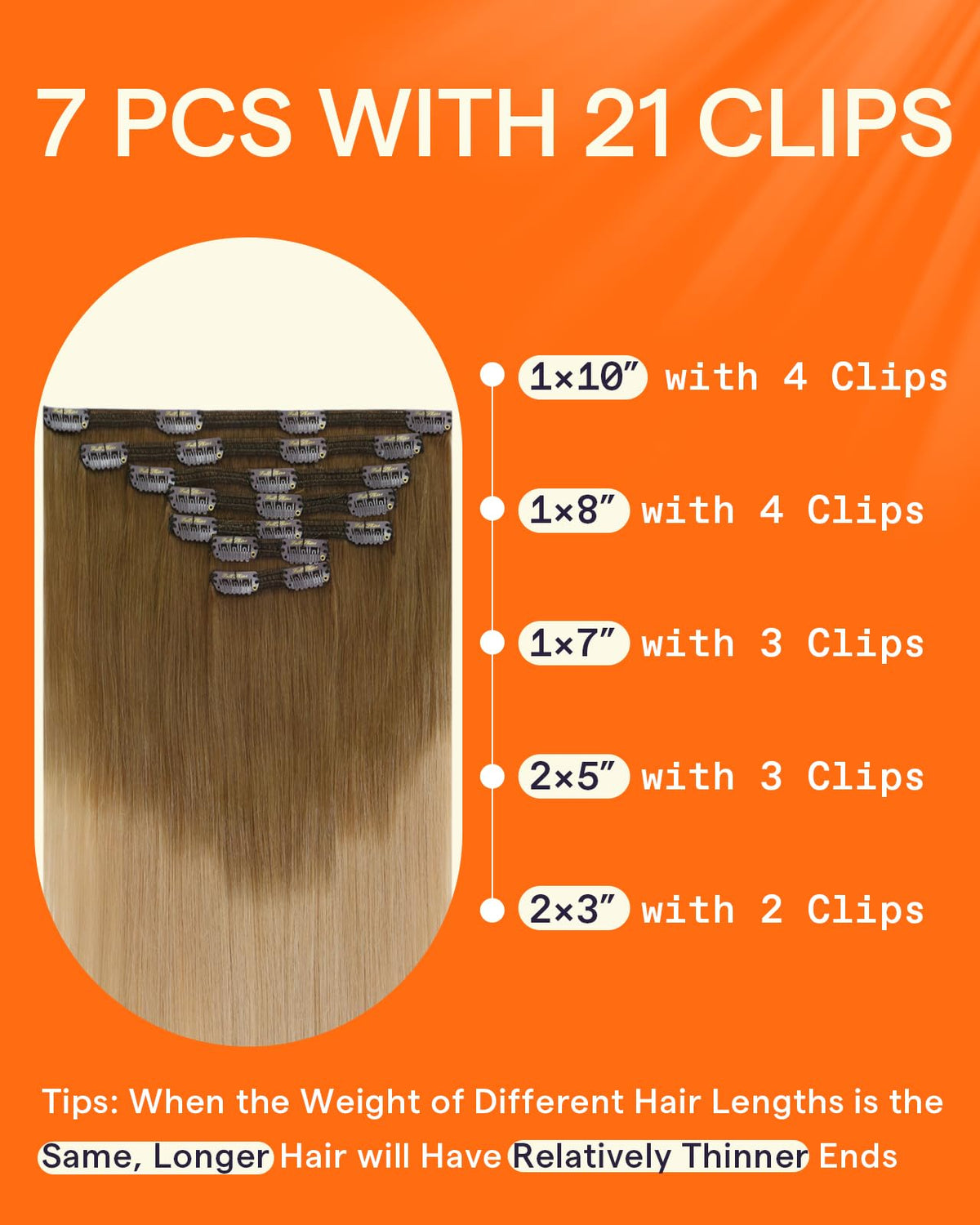 Full Shine Clip in Hair Extensions displayed with natural hair blend