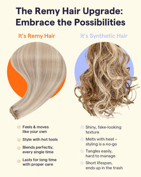 Full Shine Clip-In Hair Extensions displayed with styling tools