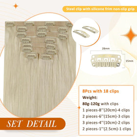Full Shine Clip in Hair Extensions displayed with varied weft widths