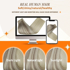 Full Shine Clip In Hair Extensions in a half up half down style