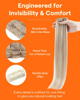 Full Shine Clip-In Hair Extensions in cool-toned blonde