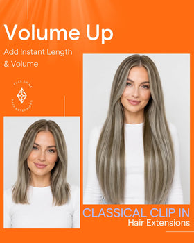 Full Shine Clip in Hair Extensions in packaging