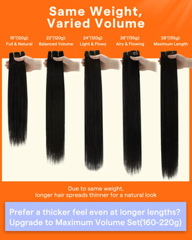 Full Shine Clip in Hair Extensions jet black on display