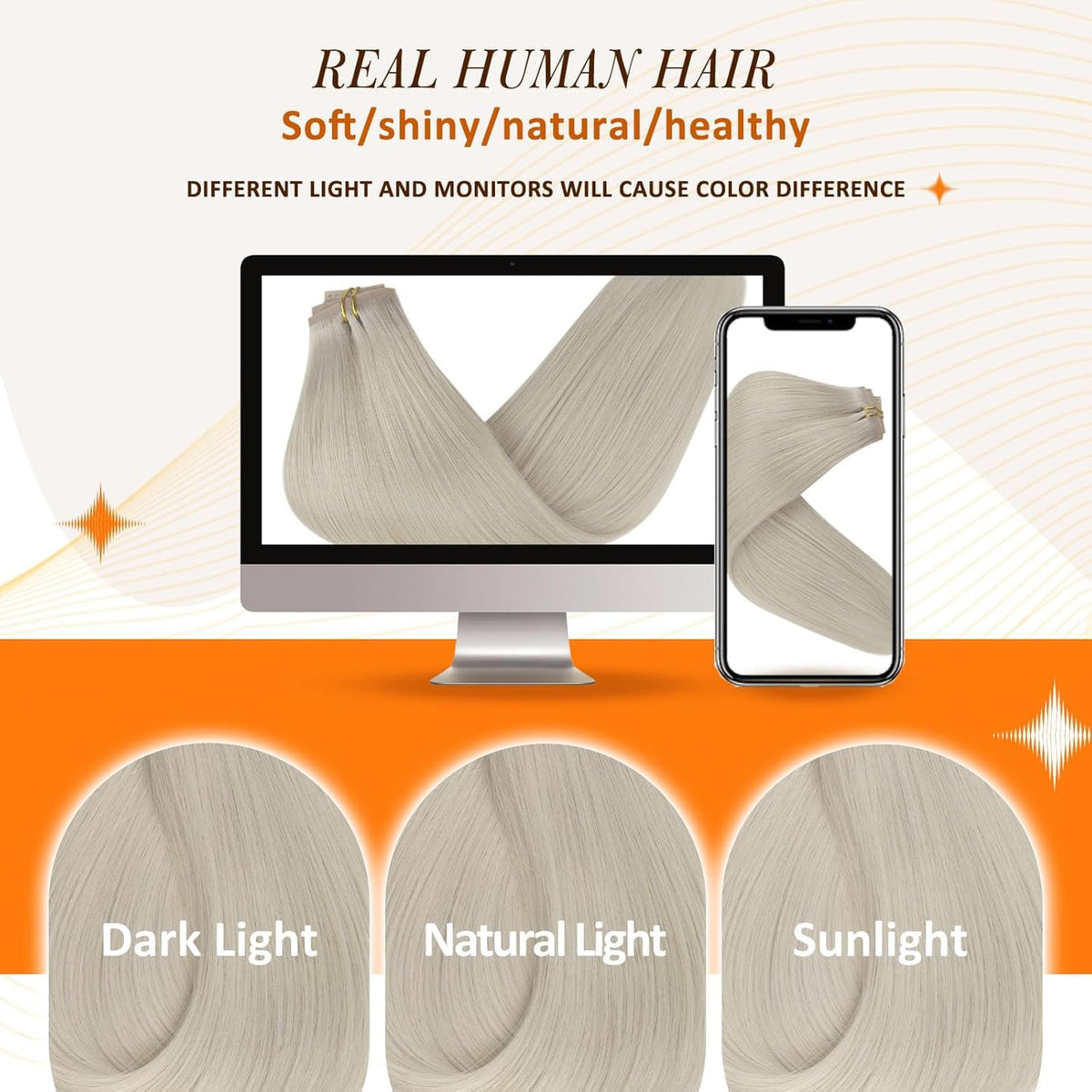 Full Shine Clip-In Hair Extensions Light Blonde on model