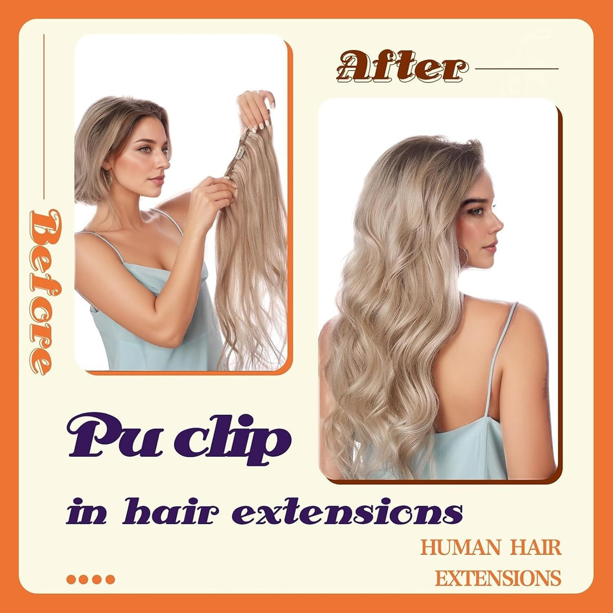 Full Shine Clip-In Hair Extensions Light Blonde texture