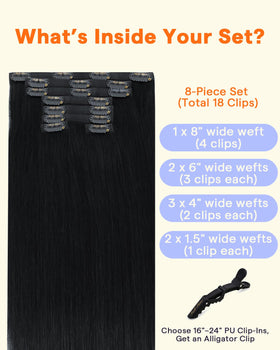 Full Shine Clip in Hair Extensions Natural Black packaging