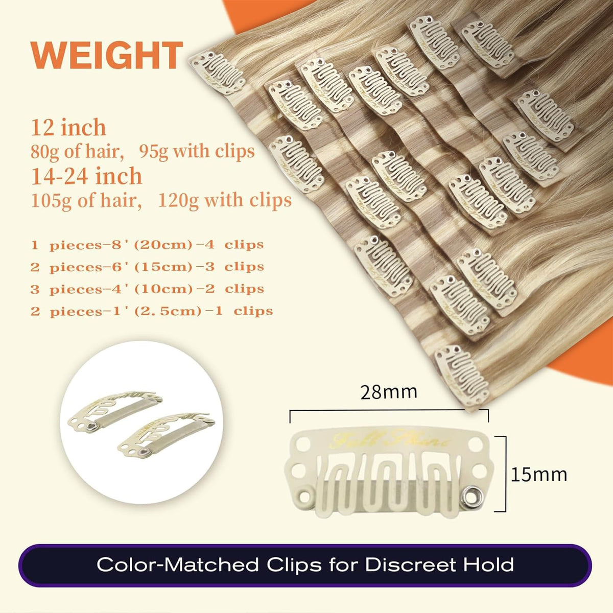 Full Shine Clip-in Hair Extensions packaged with care instructions