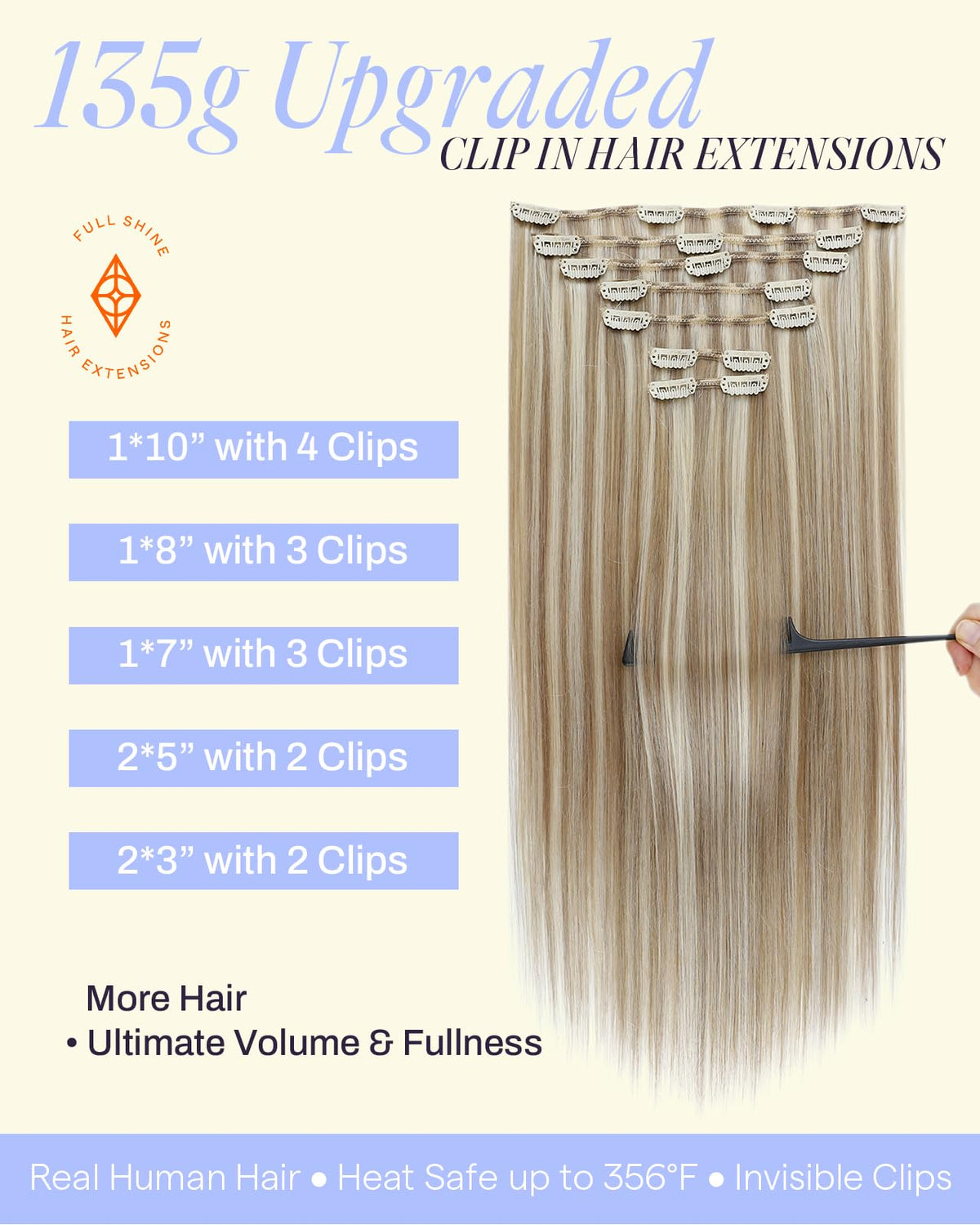 Full Shine Clip in Hair Extensions packaging