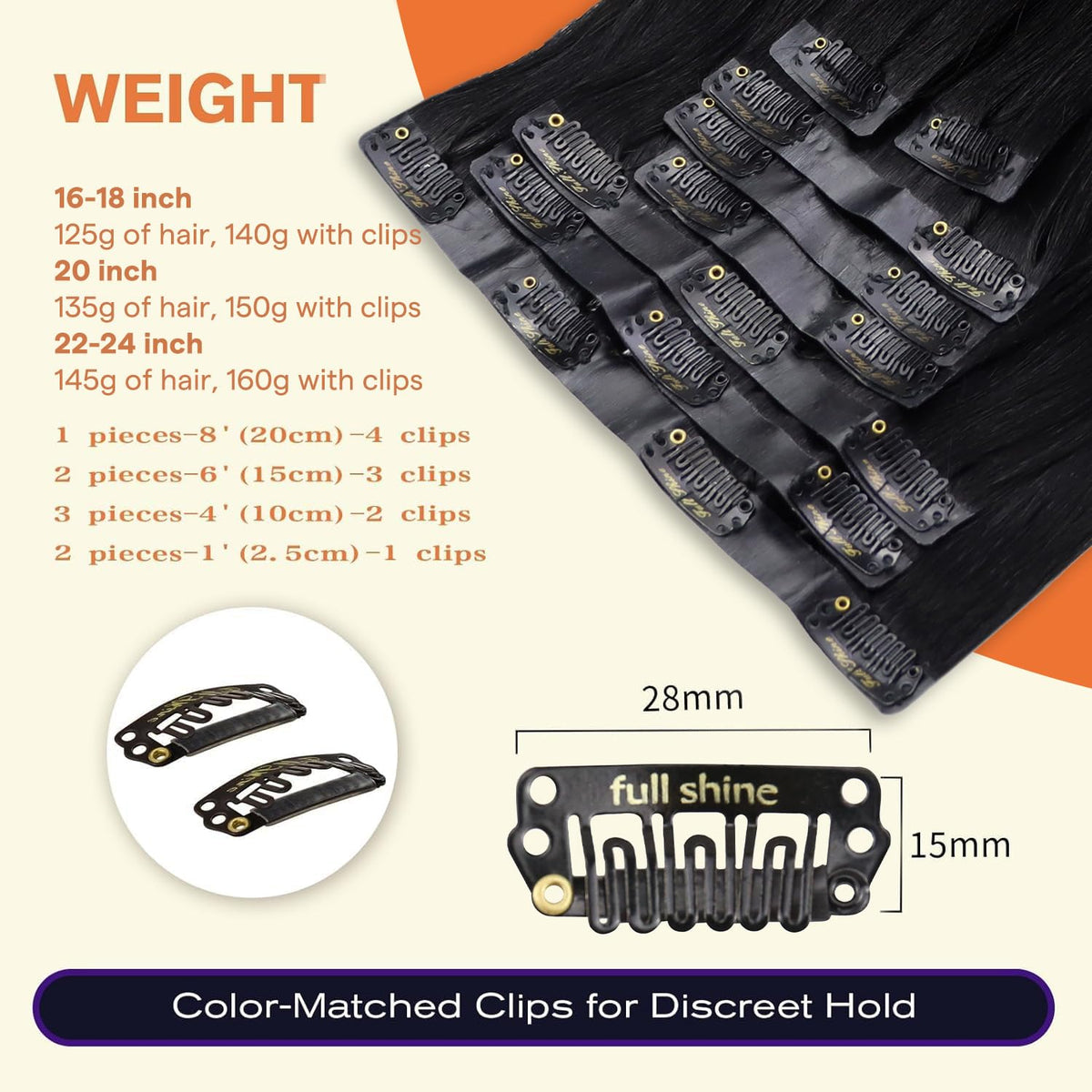 Full Shine Clip in Hair Extensions packaging