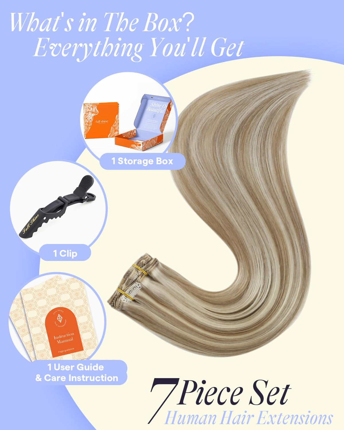 Full Shine Clip-In Hair Extensions packaging