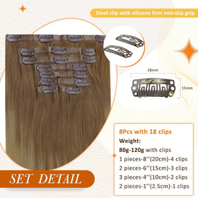 Full Shine Clip in Hair Extensions packaging with 8 pieces