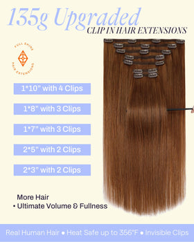 Full Shine Clip-In Hair Extensions packaging with auburn colour