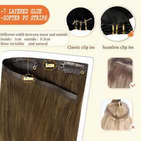 Full Shine Clip-in Hair Extensions showing colour blend