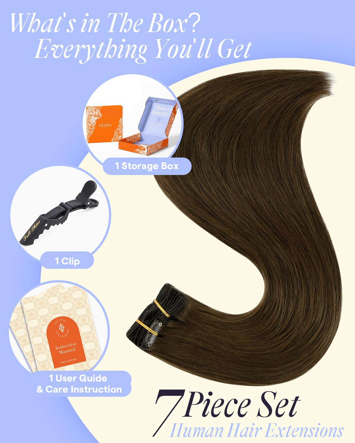 Full Shine Clip-In Hair Extensions showing luxurious thickness