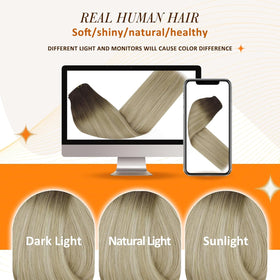 Full Shine clip-in hair extensions showing PU weft construction