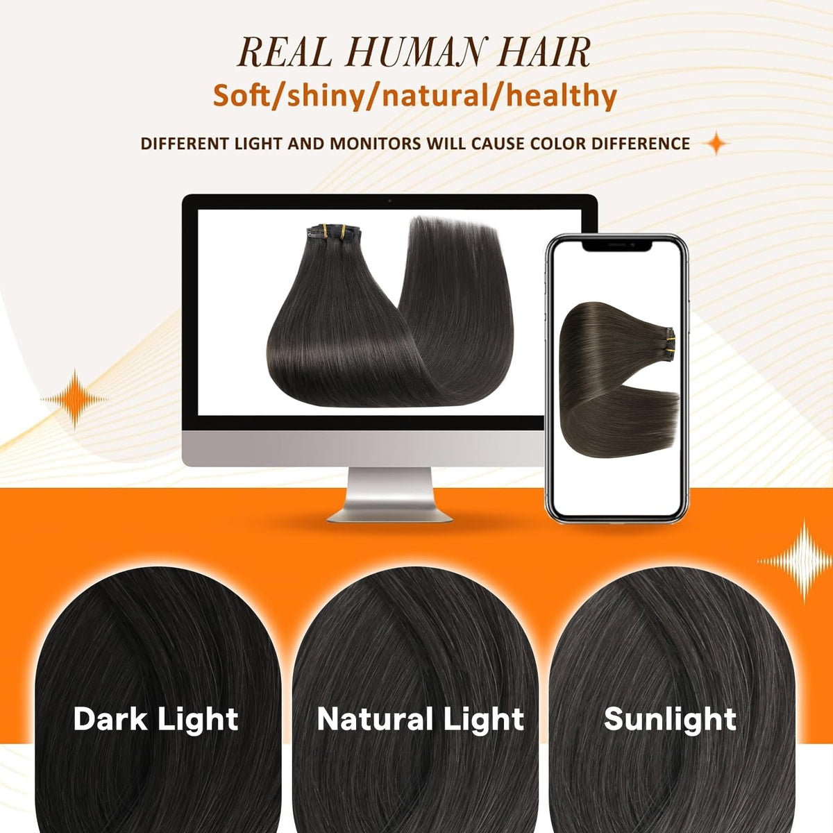 Full Shine Clip-in Hair Extensions showing secure clips