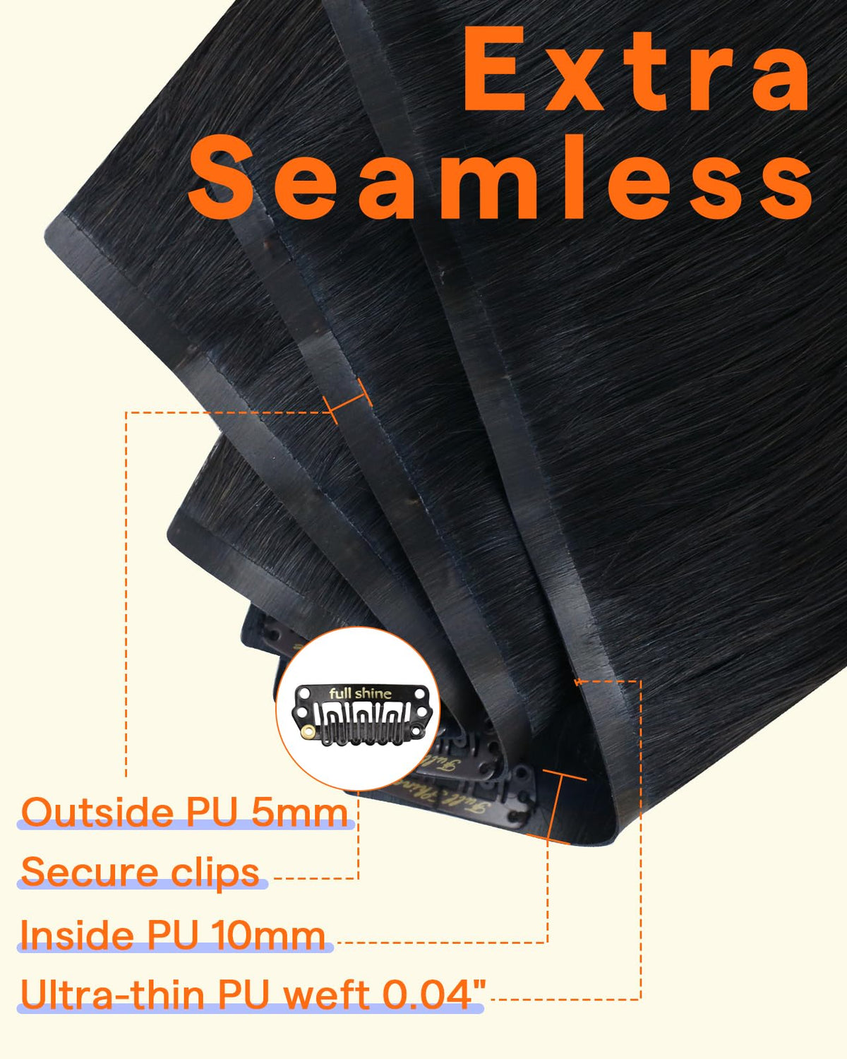 Full Shine Clip-In Hair Extensions showing smooth texture