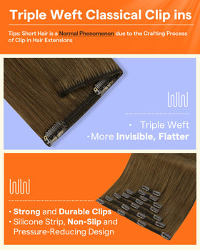 Full Shine Clip In Hair Extensions showing texture