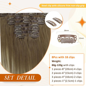 Full Shine Clip-In Hair Extensions showing the natural colour blend