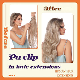 Full Shine Clip in Hair Extensions showing various weft widths